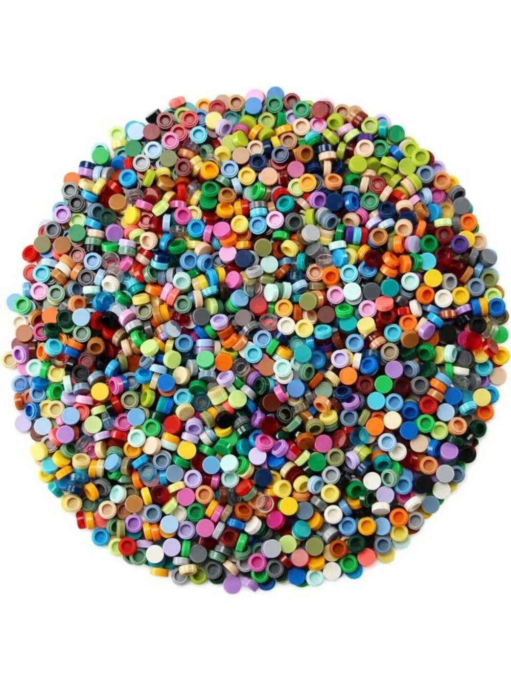 Bulk 4600PCS 1x1 Round Flat Building Tiles - 46 Vibrant Colors for Creative Fun